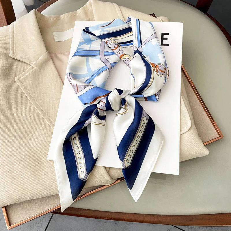 Neckerchief Female Luxury Square Scarf for Women Silk Feeling Shawl Satin Hijab Fashion Wraps Hair Bands Ribbon Headband Bandann Quick Pick Grocers